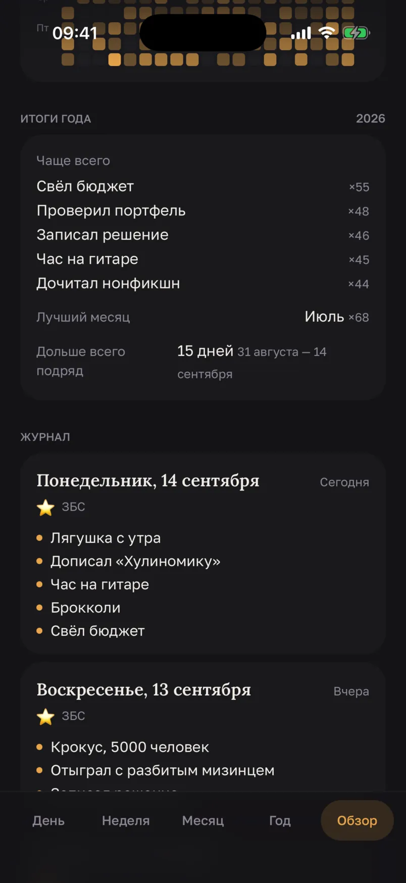 Итоги года и лента записей